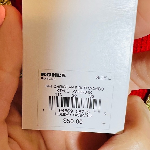 Christmas Cardigan Style Sweater Lamb Bells Ugly Sweater Size L NWT - Picture 5 of 10